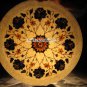 12" Marble Round Plate Real Lapis Stone Mosaic Work Inlay Floral Art Home Decor