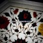 15" White Marble Outdoor Center Table Floral Inlay Stone Furniture Decor H5398C