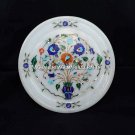 10" Marvelous Marble Designer Plate Lapis Malachite Inlay Kitchen Decor H5421B