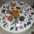 24" Marble Coffee Dining Table Top Floral Round Inlaid Orginal Home Decor Gifts
