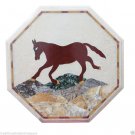 20" Marble Coffee Table Top Mosaic Decor Rare Horse Inlaid Marquetry Home Arts