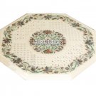 24'' White Marble Grill Top Coffee Table Marquetry Arts Inlay Work Kitchen Decor