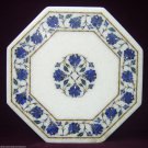 12" Marble Mosaic Center Table Top Real Lapis Lazuli Inlay Pietradure Home Decor