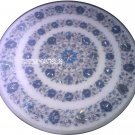 20" Marble Center Table Top Rare Lapis Inlaid Work Marquetry Mosaic Home Decor