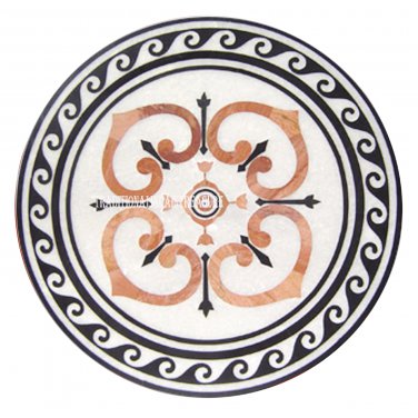 24" White Marble Coffee Table Top Real Mosaic Stone Marquetry Art Inlay Decor