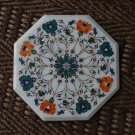 12" White Marble Malachite Dining Coffee Hakik Table Top Pietra Dura Home Decor