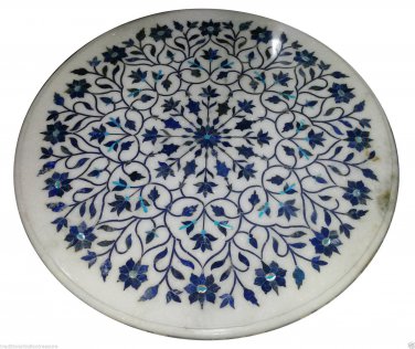 30"x30" Marble Corner Coffee Table Top Rare Inlaid Special Lapis Decor H916A