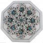 12" Marble Coffee Paua Shell Gemstone Side Table Top Marquetry Home Decorarive