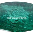 30" Green Marble Round Coffee Table Top Rare Marquetry Inlay Malachite Gems Art