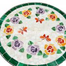 24" White Marble Side Coffee Table Top Floral Art Malachite Inlay Furniture Art