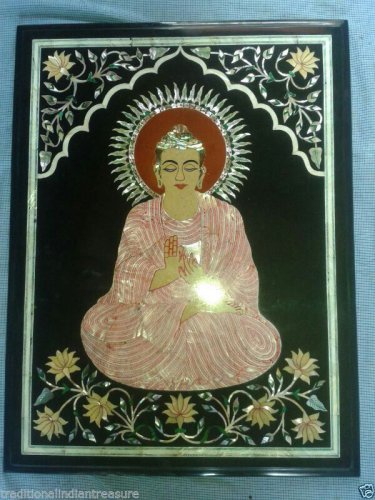2'x3' Antique Marble Buddha Art Inlay Faux Table Top Workship Arts Mosaic Decor