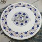 24" Round White Marble Coffee Table Top Lapis Marquetry Inlay Furniture Art Deco