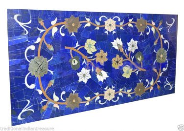 4'x2' Marble Dining Coffee Table Top Lapis Lazuli Mosaic Inlaid Occasional Decor