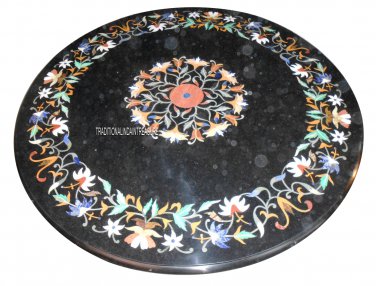 36" Marble Black Dining Table Top Rare Inlay Mosaic Home Marvelous Decor Gifts