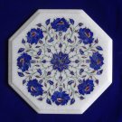 12" Mosaic Side Table Inlay Marble Table Top Lapis Floral Art Decor Furniture