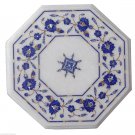 1'x1' Marble End Coffee Table Top Rare Lapis Inlay Mosaic Marquetry Decor H953