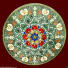 36" Green Marble Dining Table Top Malachite Inlay Marquetry Home Decor Gifts