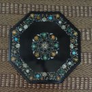 24" Mosaic Black Marble Rare Coffee Table Top Floral Collectible Decorative Arts