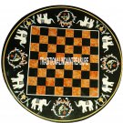 18'' Black Marble Coffee Table Chess Board Hakik Mosaic Inlaid Furniture Decor