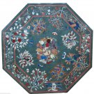 36" Green Marble Top Coffee Table Semi Precious fruits Birds Mosaic Floral Arts