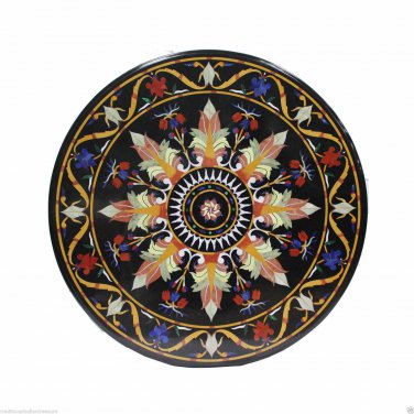 36" Big Black Dining Table Top Coffee Mosaic Handmade Quality Garden Arts Gifts