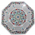 24" Marble Coffee Paua Shell Table Top Marquetry Peacock Parrot Butterfly Decor