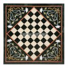 24" Black Marble Coffee Chess Table Top Marquetry Inlay Home Patio Decorative