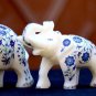 Lot of 3 Pcs Antique Marble Elephant Trunk Up Semi Mosaic Inlay Marquetry Work