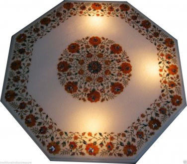 30" Marble Dining Table Top Hakik Furniture Inlaid Floral Arts Living Room Decor