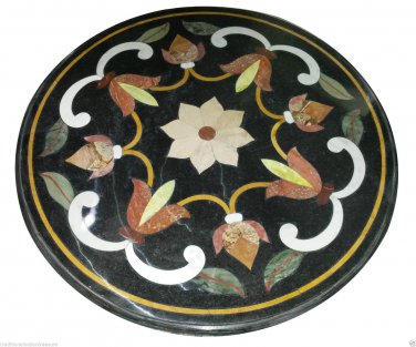 30"X30" Round Marble End Table Rare Inlay Living Room Mosaic Home Decor H923A