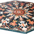 36" Black Marble Dining Table Top Marquetry Occasional Inlay Dining Room Decor