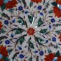 22" White Marble Marble Table Top Italian Inlay Peacock Marquetry Decor Design