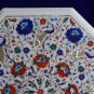22" White Marble Marble Table Top Italian Inlay Peacock Marquetry Decor Design