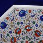22" White Marble Marble Table Top Italian Inlay Peacock Marquetry Decor Design