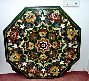 36" Green Marble Table Top Inlaid Handmade Malachite Dining Table Home Decor