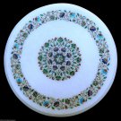 White Marble Round Coffee Table Top Micro Mosaic Inlay Arts Outdoor Home Decor