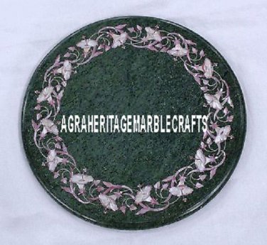 12'' Green Marble Coffee Table Top Mosaic Decor Mother of Pearl Stone Inlay Arts