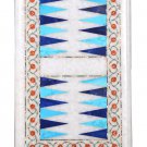 20"x12" Marble Turquoise Backgammon Game Table Marquetry Home Garden Art Decor