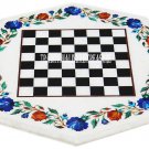 18" White Marble Marquetry Chess Table Top Rare Floral Arts Mosaic Inlay Decor