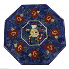 24" Marble Dining Coffee Table Top Flower Lapis Lazuli Marquetry Inlay Gift Deco