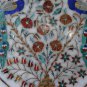 12" White Marble Inlaid Two Peacock Pietra Dura Rare Coffee Table Home Decor Art