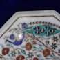 12" White Marble Inlaid Two Peacock Pietra Dura Rare Coffee Table Home Decor Art