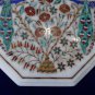 12" White Marble Inlaid Two Peacock Pietra Dura Rare Coffee Table Home Decor Art