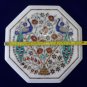 12" White Marble Inlaid Two Peacock Pietra Dura Rare Coffee Table Home Decor Art