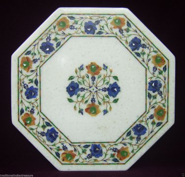 12" Marble Coffee Corner Table Top Rare Hakik Mosaic Inlay Arts Outdoor Decor
