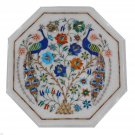 12" Marble Coffee Table Top Mosaic Peacock Art Pietra Dura Handmade Home Decor