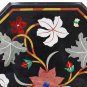 24" Black Table Top Unique Coffee Handmade Marquetry Garden Outdoor Decorative
