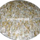 12" White Round Marble Table Top Sea Shell Inlay Marquetry Work Art Mosaic Decor 12" White Round Marble Table Top Sea Shell Inlay Marquetry Work Art Mosaic Decor