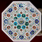14" White Marble Coffee Table Rare Multi Stone Inlaid Marquetry Furniture Decor 14" White Marble Coffee Table Rare Multi Stone Inlaid Marquetry Furniture Decor