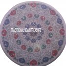 20" Marble Coffee Round Table Top Semi Precious Stone Inlay Marquetry Patio Art
